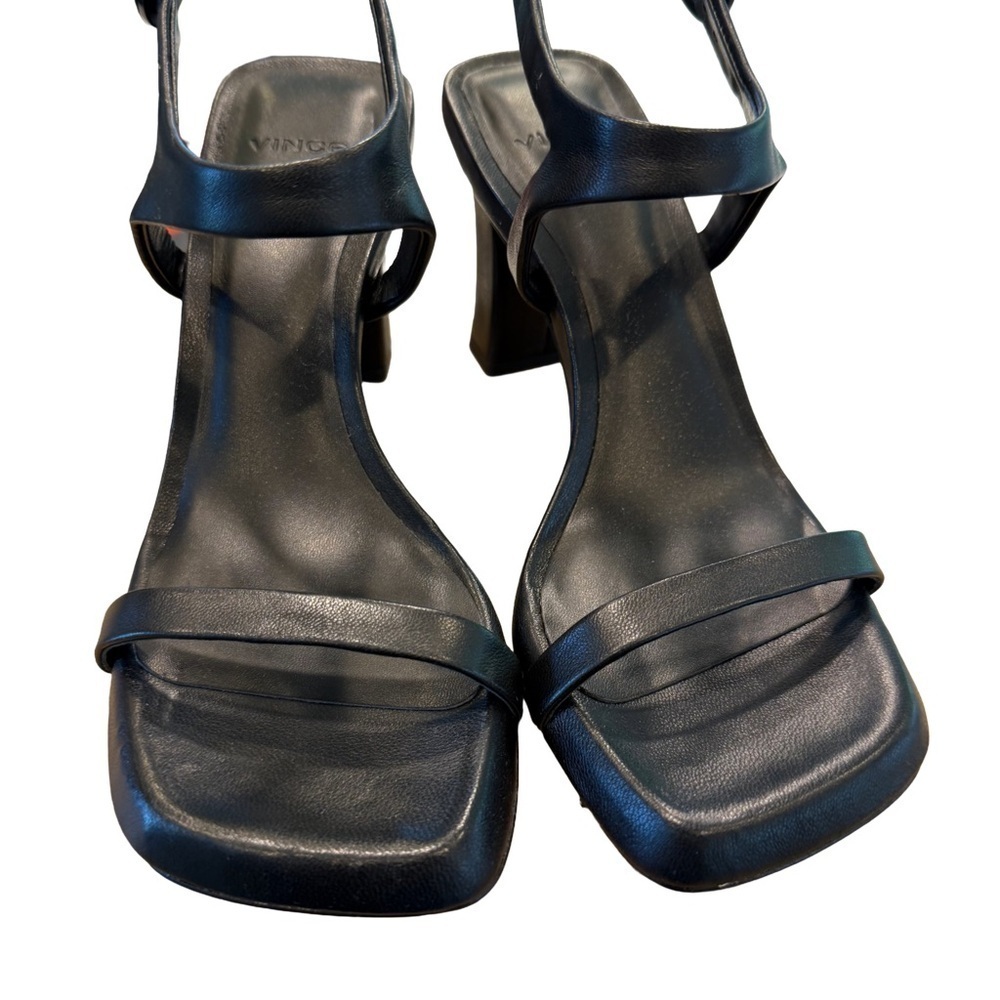Vince Luella Womens Leather Ankle Strap Heels Black Sz 5.5 NEW w/ dust bag